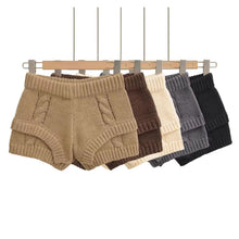 Load image into Gallery viewer, Womens Knitted Shorts Thick Drawstring Elastic Waist Soft Breathable High Waist Female Versatile Y2k Casual Knitting Mini Shorts