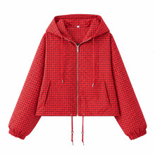 Load image into Gallery viewer, Jackets & Coats Women's Autumn 2026 New Plaid Hooded Fashion Loose Elegant Young Women Jacket Chic Autumn Holiday Street Jackets