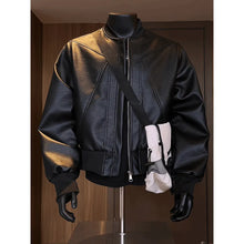Load image into Gallery viewer, Men Coats Faux Leather Jackets Turn Down Collar Pu Coat