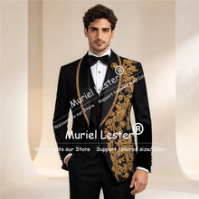 Load image into Gallery viewer, Men's Rhinestone Beaded Appliques Groom Single Breasted Slim Fit Suit Outfit