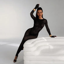 Load image into Gallery viewer, Black Jumpsuits Women Sexy Fishnet See Through Long Rompers 2026 Summer Women Pants Skinny Rompers Jumpsuits Overalls Pantyhose