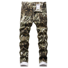 Load image into Gallery viewer, Printed Snakeskin Pencil Pants Slim Fit Colored Stretch Mid Waist Washed Jeans