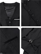 Load image into Gallery viewer, Mens Suit Vest Male Business Formal Wedding Office Birthday Party Outfit Set Easter Church Jacket Black Waistcoat