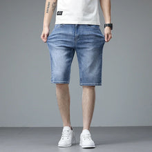Load image into Gallery viewer, Summer Thin Men Korean Fashion Stretch Denim Shorts Classic Washed Straight Fit Knee Length Casual Versatile Jean Short Pants