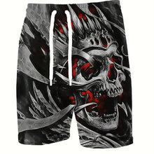 Load image into Gallery viewer, Men's Skull 3D Pattern Comfy Shorts Oversized Casual Elastic Waist Drawstring Shorts for Summer Beach And Basketball Sport Short