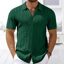 Load image into Gallery viewer, Summe Embroidery Men's Short Sleeved Fashion knitted Shirt 2025 Men's Business Solid Color Casual Button Cardigan POLO Shirt Top
