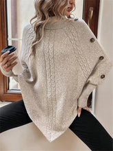 Charger l'image dans la galerie, Twisted Sweater Turtleneck Button Bat-sleeve Design Pullover