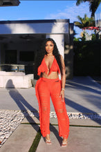 Load image into Gallery viewer, Sexy Two Piece Pant Sets Women Hollow Out Trousers Matching Sets Strapless Tassels Hole Pencil Pants Suits High Street Summer