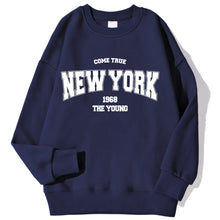 Load image into Gallery viewer, New York California Malibu Letter Sweatshirts Winter Women Casual Loose Hoodie Fleece Warm Crewneck Pullover Comfortable Clothes