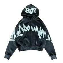 Load image into Gallery viewer, American Y2K New Hip Hop Trend Zipper Hoodie Women Street Casual Loose Joker Vintage Sweatshirt Unisex Fleece Padded Warm Hoodie