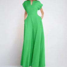 Load image into Gallery viewer, Elegant High Waist Sexy V-neck Short Sleeved Commuting Wide Leg Jumpsuit