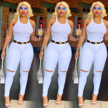 Lade das Bild in den Galerie-Viewer, White High Waist Ripped Jeans