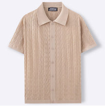 Load image into Gallery viewer, Summe Embroidery Men's Short Sleeved Fashion knitted Shirt 2025 Men's Business Solid Color Casual Button Cardigan POLO Shirt Top