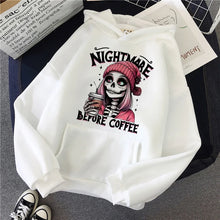Load image into Gallery viewer, Slogan Nightmare Before Coffe Graphic Sweatshirt Unisex Fall Winter Hoody Y2k Clothing Women's Skeleton Halloween Pocket Hoodies