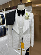 Load image into Gallery viewer, Mens Three Piece Jacquard Suit Set, Real Images Fully Lined High-End Wedding Groom Wear Jacket Vest Pants Set Party Wear for Men