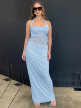 Charger l'image dans la galerie, Dulzura Summer Halter Backless Flower Decoration Sheer Mesh Long Dress