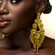 Cargar imagen en el visor de la galería, Stonefans Exaggerated Rounds Crystal Rhinestone Tassel Dangle Earrings