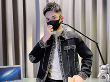 Load image into Gallery viewer, Men's Black Male Splicing Korean Reviews Stylish Jacket