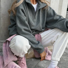 Load image into Gallery viewer, Original Fall Winter Lamb Fleece Hoodie Women Casual Loose Thick Zipper Long Sleeve Lapel Pullover Top Lady Hoodies Streetwear