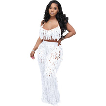 Lade das Bild in den Galerie-Viewer, Sexy Perspective Knitted Hand Hook Tassel Beach Suit