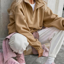 Load image into Gallery viewer, Original Fall Winter Lamb Fleece Hoodie Women Casual Loose Thick Zipper Long Sleeve Lapel Pullover Top Lady Hoodies Streetwear