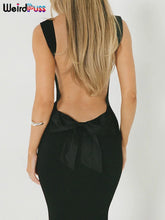 Lade das Bild in den Galerie-Viewer, Weird Puss Bow Lace Up Sleeveless Sexy Backless Maxi Dress