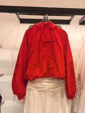 Load image into Gallery viewer, Red Long-Sleeve Drawstring Decorative Festive Hoodie Zipper Cardigan Casual Versatile Jacket