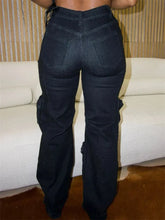 Lade das Bild in den Galerie-Viewer, Tassel Diamond Pieces Mid Waist Straight Leg Jeans