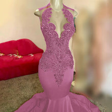 Cargar imagen en el visor de la galería, Vestido de fiesta largo de sirena con diamantes