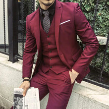 Load image into Gallery viewer, Men Blazers 3 Pieces Slim Fit Turn down Collar Vest Pants Jackets Suit