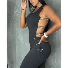 Lade das Bild in den Galerie-Viewer, Women Letter Pattern Sleeveless Ladder Jumpsuits
