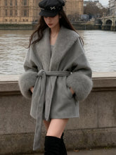 Load image into Gallery viewer, Luxury Mixed Color Faux Fur Coats Women Fashion Long Sleeves Warm loose Jacket Lady 2025 Winter Warm High Street Gradient Coats