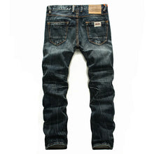 Load image into Gallery viewer, Designer Men Retro Green Blue Slim Fit Ripped Jeans Men