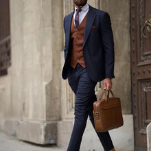 Load image into Gallery viewer, Suit (Blazer+ Vest + Pants) Men's Business Gentleman Fashion Slim Work Solid Color Plus Size Fair Dress Wedding Best Man Suit