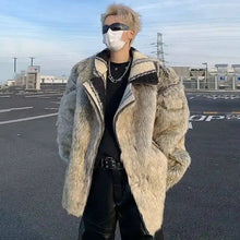 Lade das Bild in den Galerie-Viewer, Lapel Plush Reversible Faux Fur Jacket