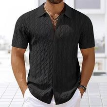 Load image into Gallery viewer, Summe Embroidery Men's Short Sleeved Fashion knitted Shirt 2025 Men's Business Solid Color Casual Button Cardigan POLO Shirt Top