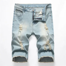 Load image into Gallery viewer, 2026 Summer Men's Red Rose Embroidered Jeans Shorts, Fashion Casual Shorts Black Blue White Men Torn and Frayed Denim Shorts