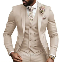 Load image into Gallery viewer, Casual Jacket Vest Pants 3Pcs Elegant Suits for Men Slim Fit