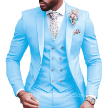 Load image into Gallery viewer, Casual Jacket Vest Pants 3Pcs Elegant Suits for Men Slim Fit