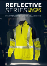 Load image into Gallery viewer, Orange Navy Sweatshirt for Man Hi Vis Hoodie Work with Zip Fleece Jacket