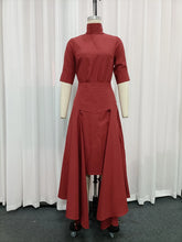 Load image into Gallery viewer, TWOTWINSTYLE Solid Two Piece Sets for Women Stand Collar Short Sleeve Top High Waist Split A Line Skirt Casual Set Female New