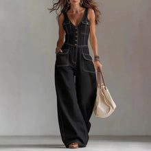 Load image into Gallery viewer, Elegant Women's Sleeveless V-Neck Tight Waist Wide-Leg Overall Jumpsuit