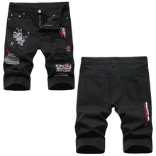 Load image into Gallery viewer, Men Summer White Ripped Denim Shorts Male Holes Short Jeans New Fashion Streetwear Stretch Jeans Shorts Pants Srtaight Fit Jeans