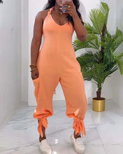 Load image into Gallery viewer, Halter Tied Detail Pocket Design Jumpsuit