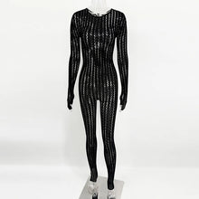 Load image into Gallery viewer, Black Jumpsuits Women Sexy Fishnet See Through Long Rompers 2026 Summer Women Pants Skinny Rompers Jumpsuits Overalls Pantyhose