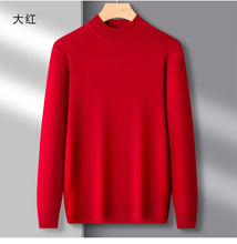 Load image into Gallery viewer, Men's Mock Neck 100% Pure Woolen Sweaters Autumn Winter Warm Cashmere Sweater Solid Knitted Pullovers for Men Slim Knitwear Tops
