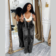 Load image into Gallery viewer, High Waisted Zip Denim Pockets Cargo Jeans Jumpsuits