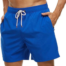 Lade das Bild in den Galerie-Viewer, Drawstring with Mesh Lining Elastic Waist Plain Soft Casual Swim Trunks