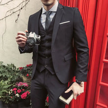 Load image into Gallery viewer, Men Blazers 3 Pieces Slim Fit Turn down Collar Vest Pants Jackets Suit