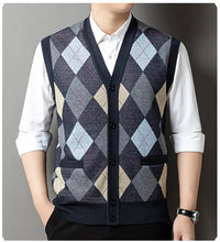 Load image into Gallery viewer, Mens Business Casual Knit Vest Winter V Neck Suit Vest Single Breasted Cardigan Vest